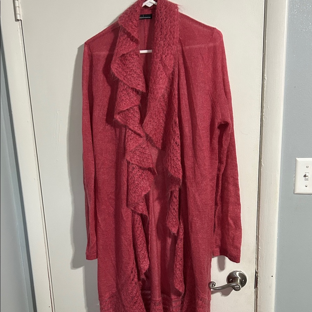 Moda International Pink Ruffled Cardigan